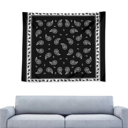 Black And White Bandana Print Tapestry
