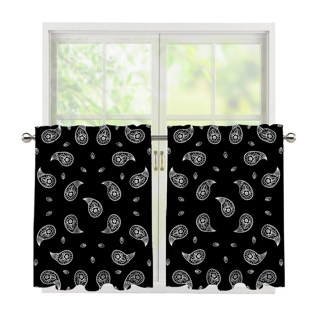 Black And White Bandana Print Tier Curtains