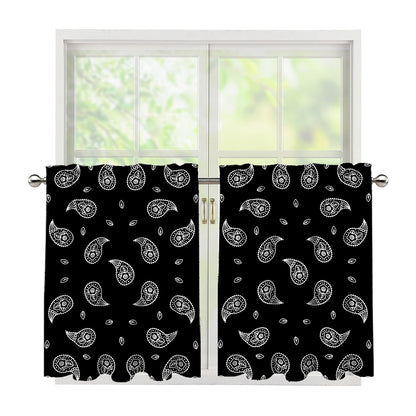 Black And White Bandana Print Tier Curtains