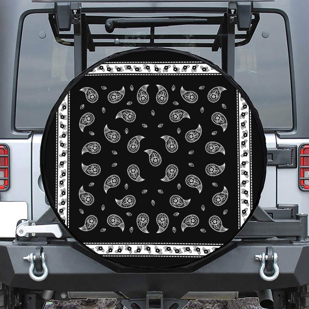 Black And White Bandana Print Tire Cover