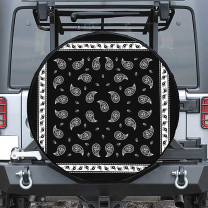 Black And White Bandana Print Tire Cover