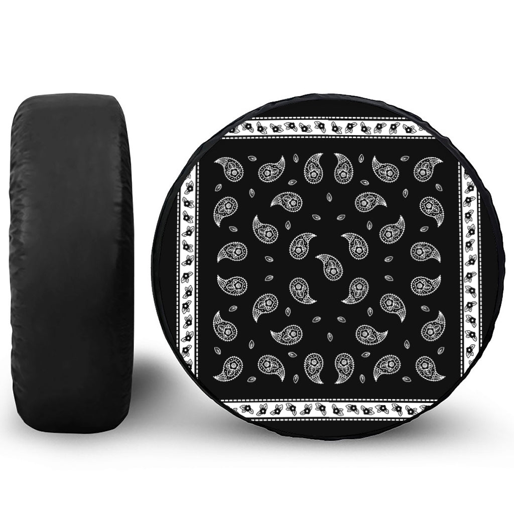 Black And White Bandana Print Tire Cover