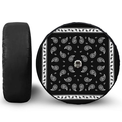 Black And White Bandana Print Tire Cover With Camera Hole