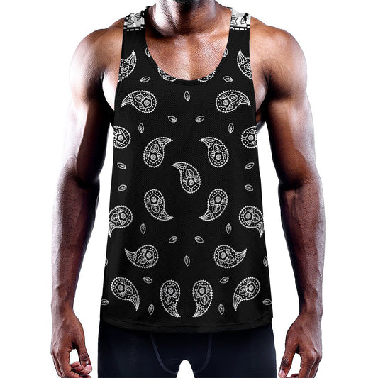 Black And White Bandana Print Training Tank Top