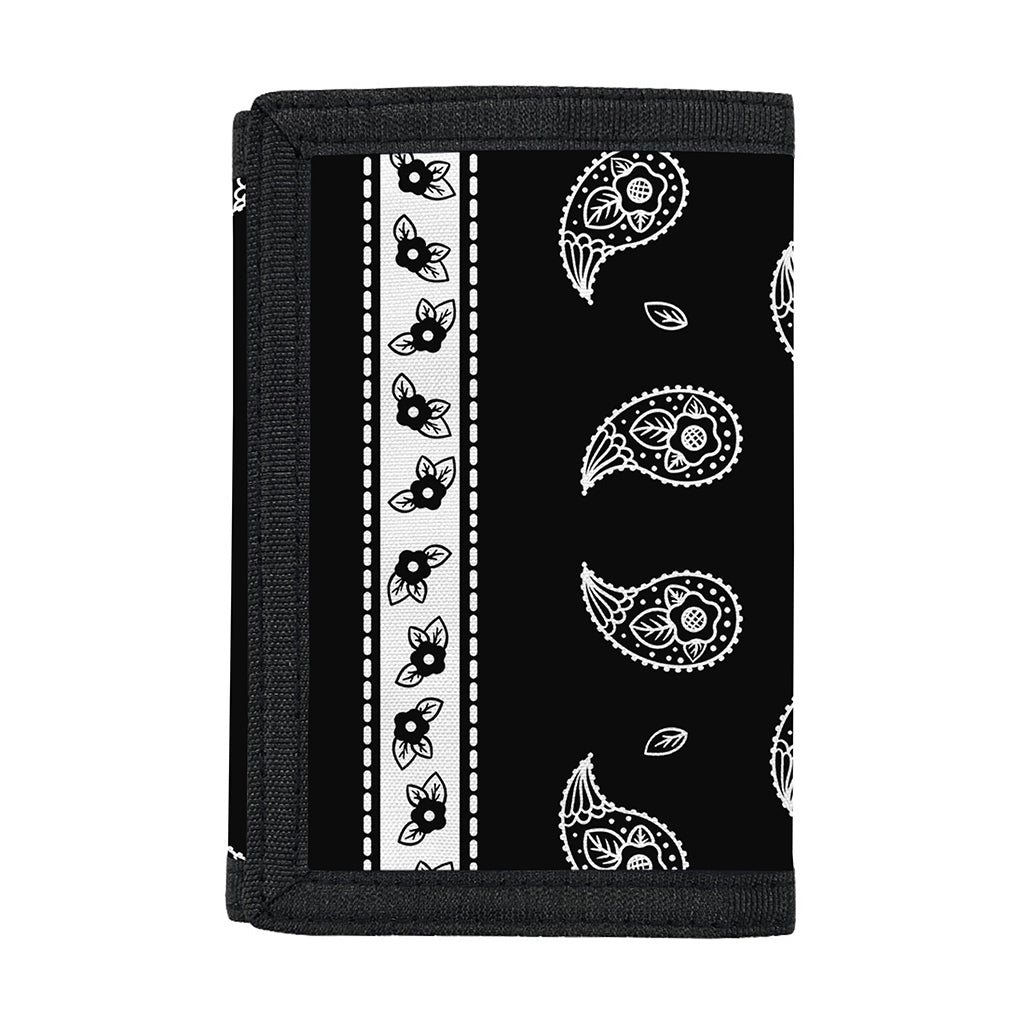 Black And White Bandana Print Trifold Wallet