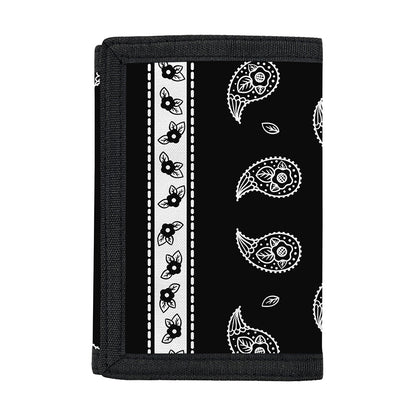 Black And White Bandana Print Trifold Wallet