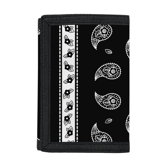 Black And White Bandana Print Trifold Wallet