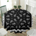 Black And White Bandana Print Waterproof Round Tablecloth