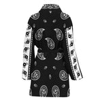 Black And White Bandana Print Women's Bathrobe
