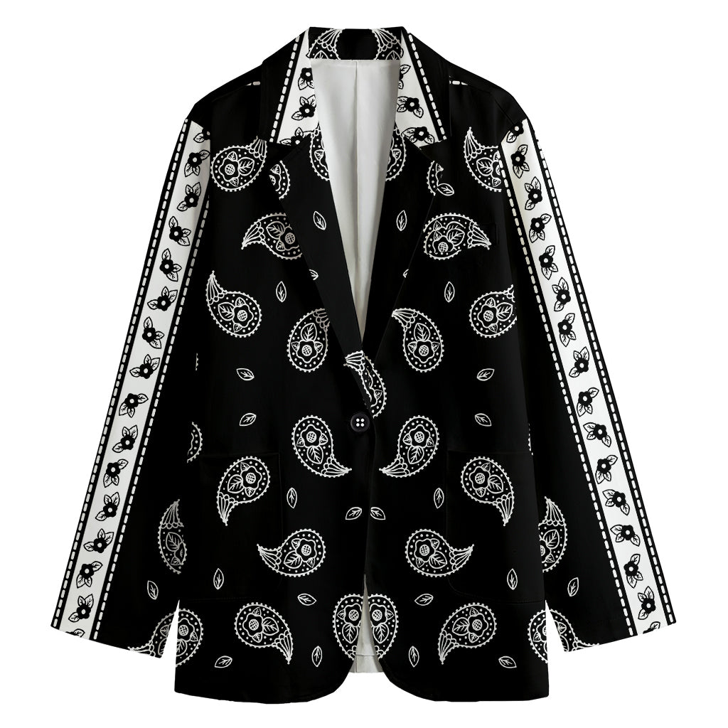 Black And White Bandana Print Women's Blazer
