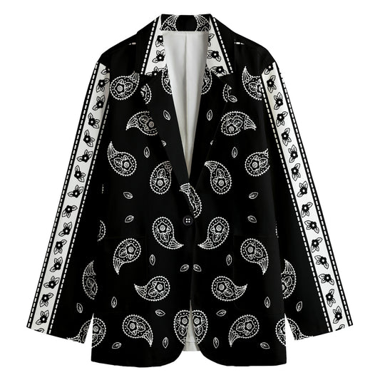 Black And White Bandana Print Women's Blazer