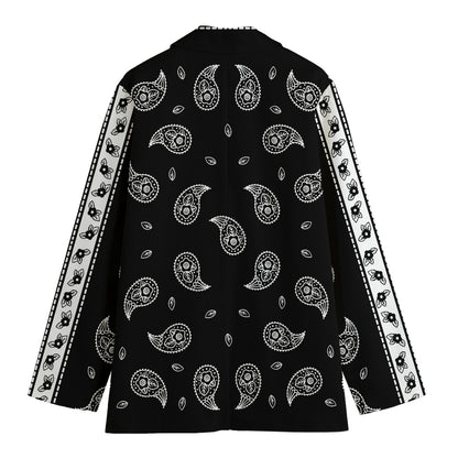 Black And White Bandana Print Women's Blazer