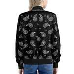 Black And White Bandana Print Women's Bomber Jacket