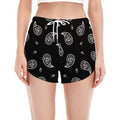 Black And White Bandana Print Women's Split Running Shorts