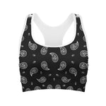 Black And White Bandana Print Women's Sports Bra