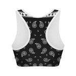 Black And White Bandana Print Women's Sports Bra