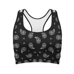 Black And White Bandana Print Women's Sports Bra