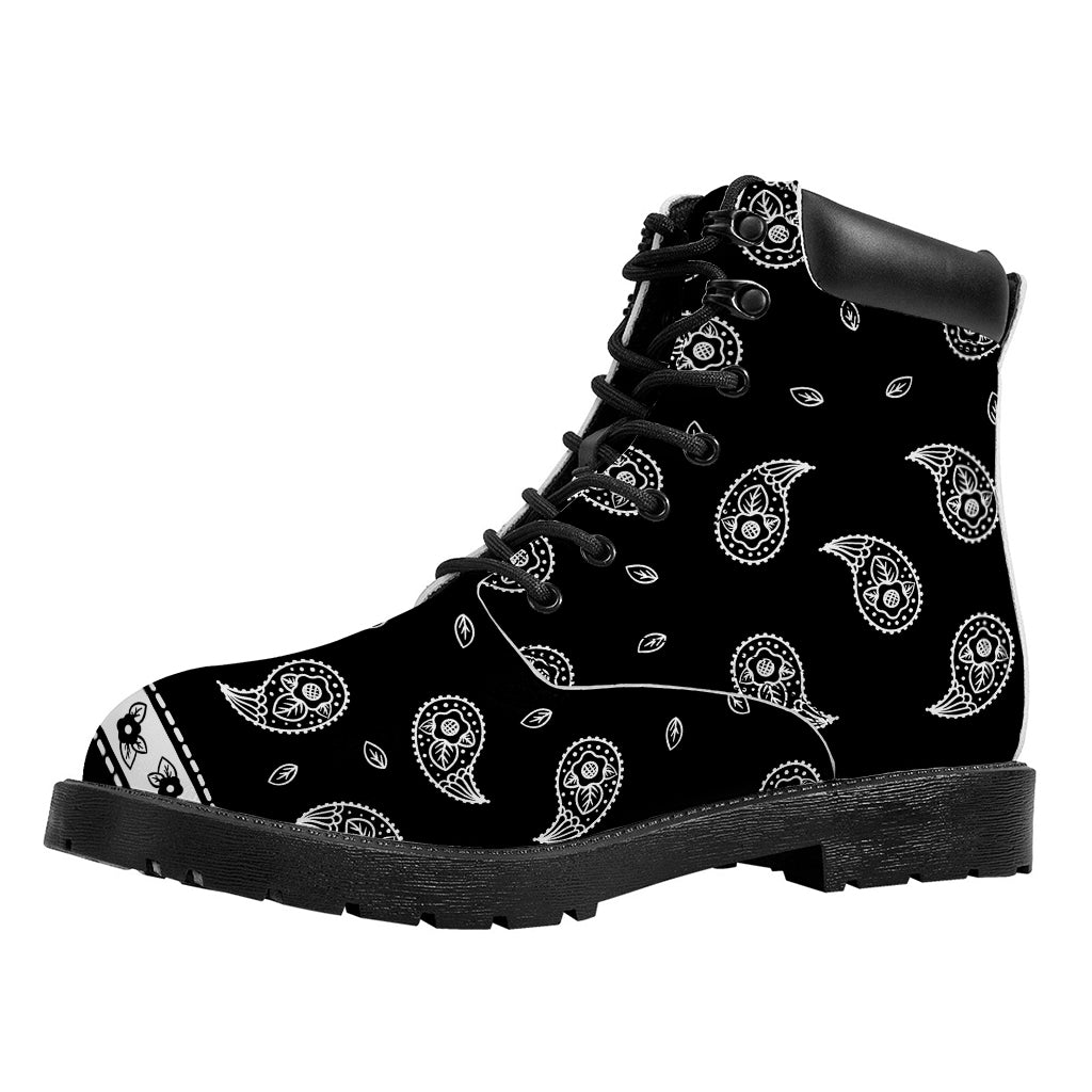 Black And White Bandana Print Work Boots