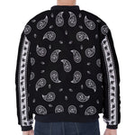 Black And White Bandana Print Zip Sleeve Bomber Jacket