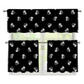 Black And White Beer Pattern Print 3 Piece Kitchen Curtains