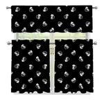 Black And White Beer Pattern Print 3 Piece Kitchen Curtains