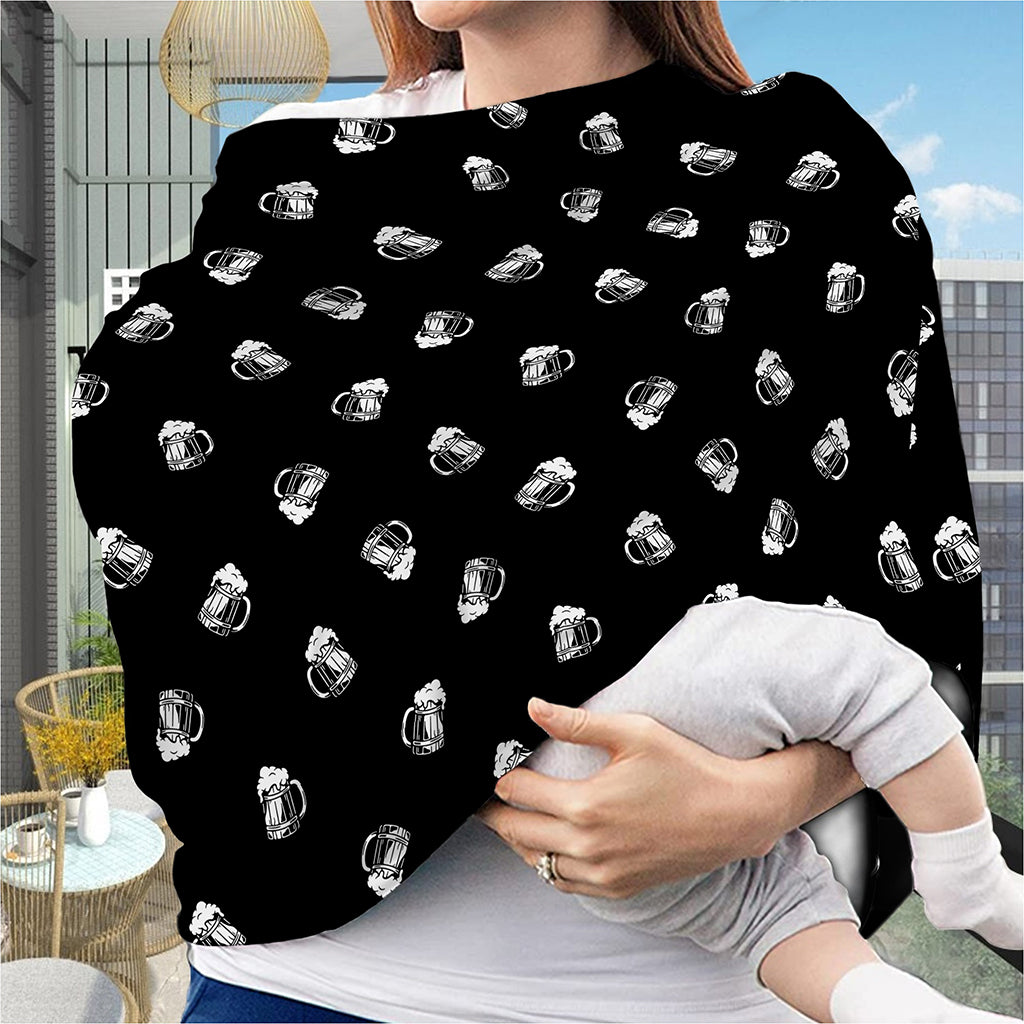 Black And White Beer Pattern Print Baby Seat Cover