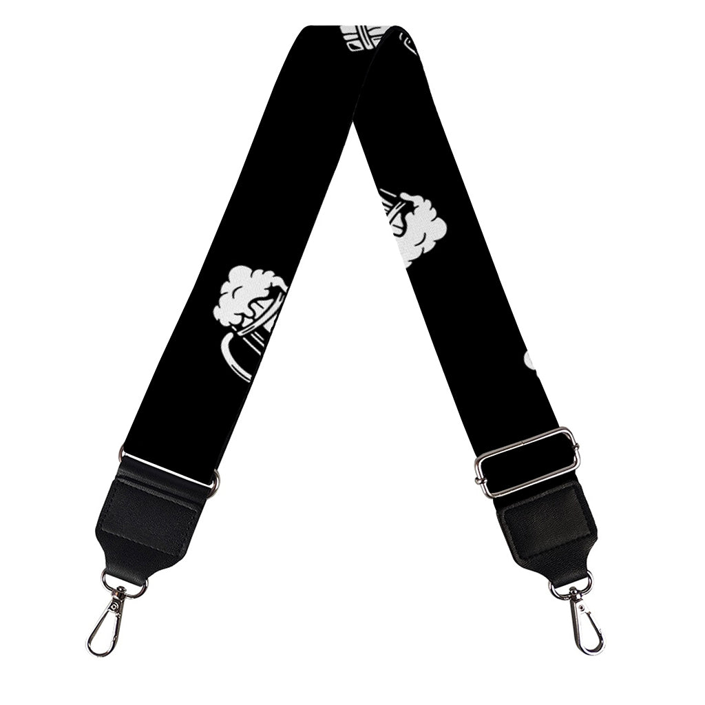 Black And White Beer Pattern Print Bag Strap