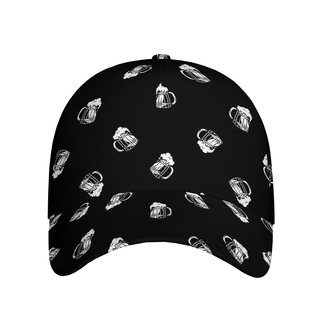 Black And White Beer Pattern Print Baseball Cap