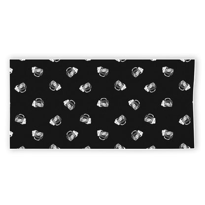 Black And White Beer Pattern Print Beach Towel