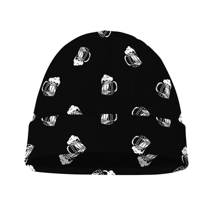 Black And White Beer Pattern Print Beanie