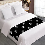 Black And White Beer Pattern Print Bed Runner