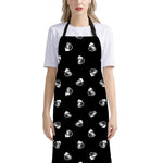 Black And White Beer Pattern Print Bib Apron With Pocket