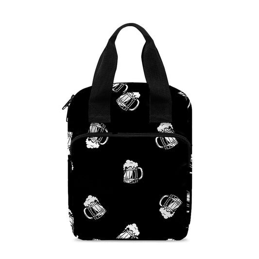 Black And White Beer Pattern Print Bible Tote Bag
