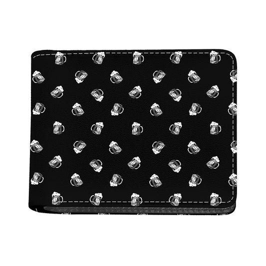 Black And White Beer Pattern Print Bifold Wallet