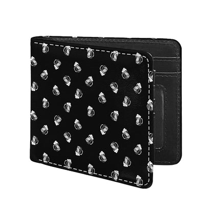 Black And White Beer Pattern Print Bifold Wallet