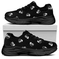 Black And White Beer Pattern Print Black Chunky Shoes