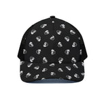 Black And White Beer Pattern Print Black Mesh Trucker Cap