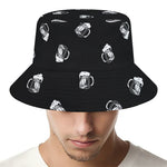Black And White Beer Pattern Print Bucket Hat