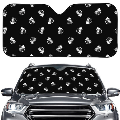 Black And White Beer Pattern Print Car Windshield Sun Shade