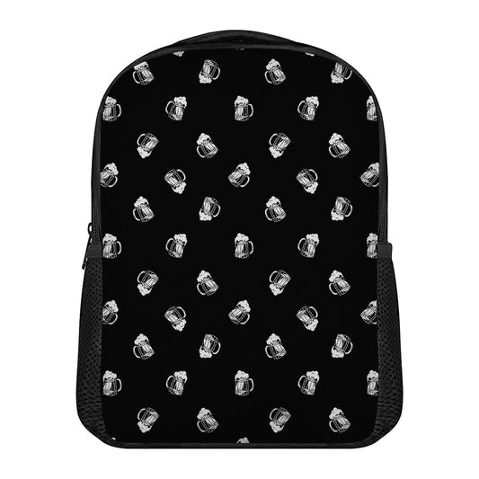 Black And White Beer Pattern Print Casual Backpack