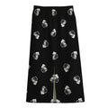 Black And White Beer Pattern Print Cotton Front Slit Maxi Skirt