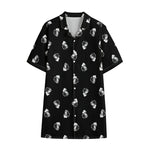 Black And White Beer Pattern Print Cotton Hawaiian Shirt