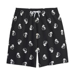 Black And White Beer Pattern Print Cotton Shorts