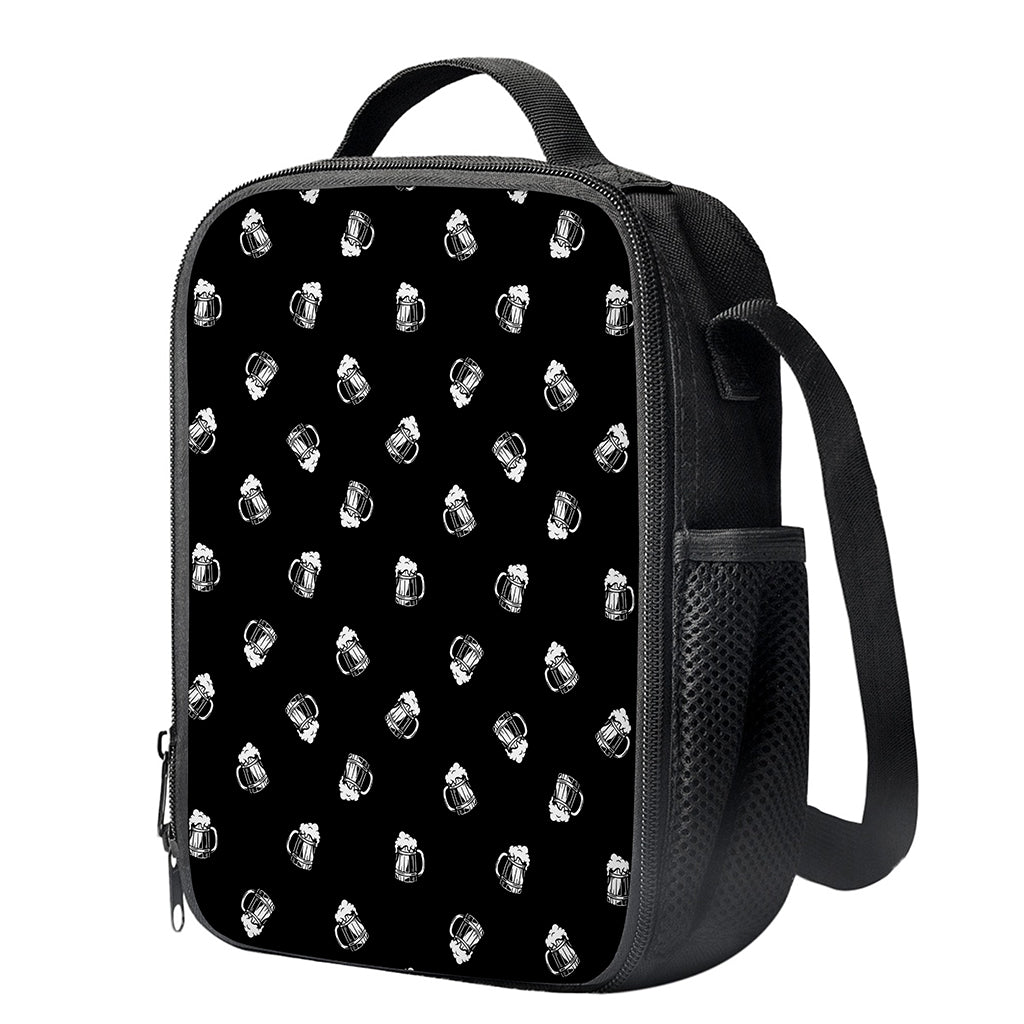 Black And White Beer Pattern Print Crossbody Lunch Bag