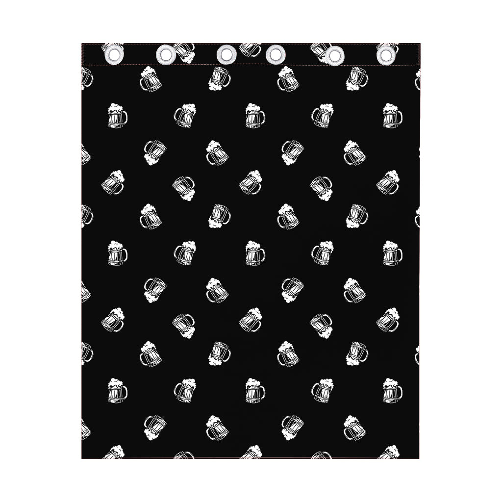 Black And White Beer Pattern Print Curtain