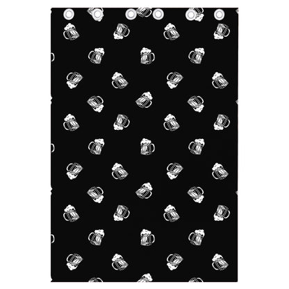 Black And White Beer Pattern Print Curtain