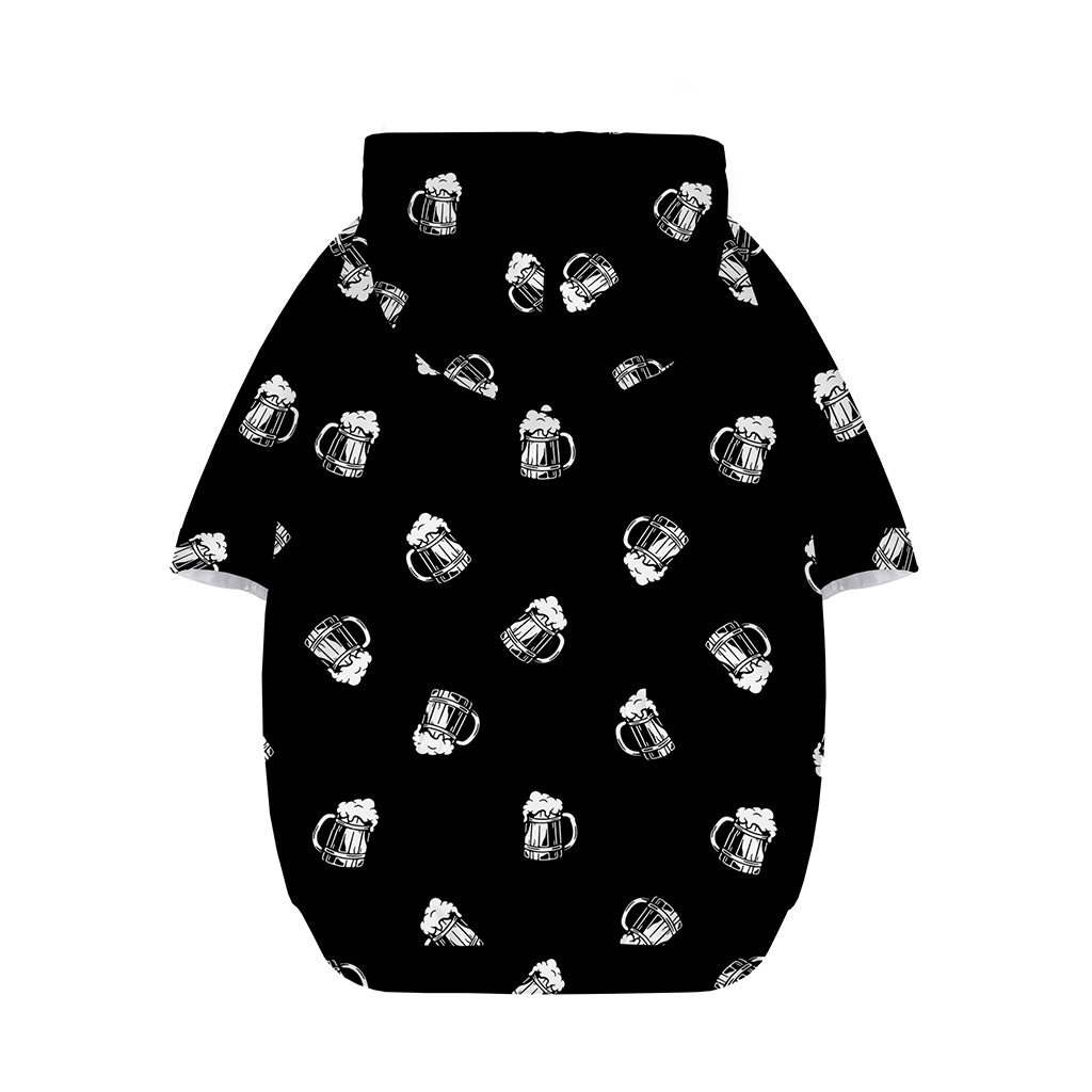 Black And White Beer Pattern Print Dog Zip Up Hoodie