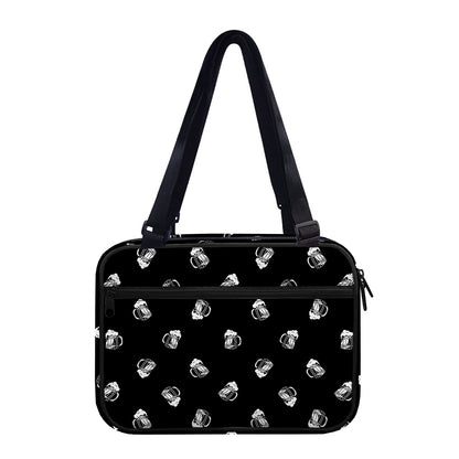 Black And White Beer Pattern Print Double Strap Bible Bag