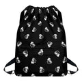Black And White Beer Pattern Print Drawstring Backpack