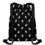 Black And White Beer Pattern Print Drawstring Backpack
